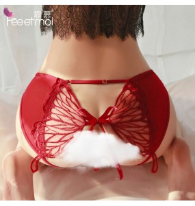 FEE ET MOI Butterfly Open Crotch Ladies Panties (Burgundy)